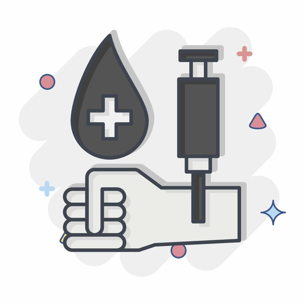 Icon Drill Blood. related to Blood Donation symbol. comic style. simple design editable. simple illustration vector