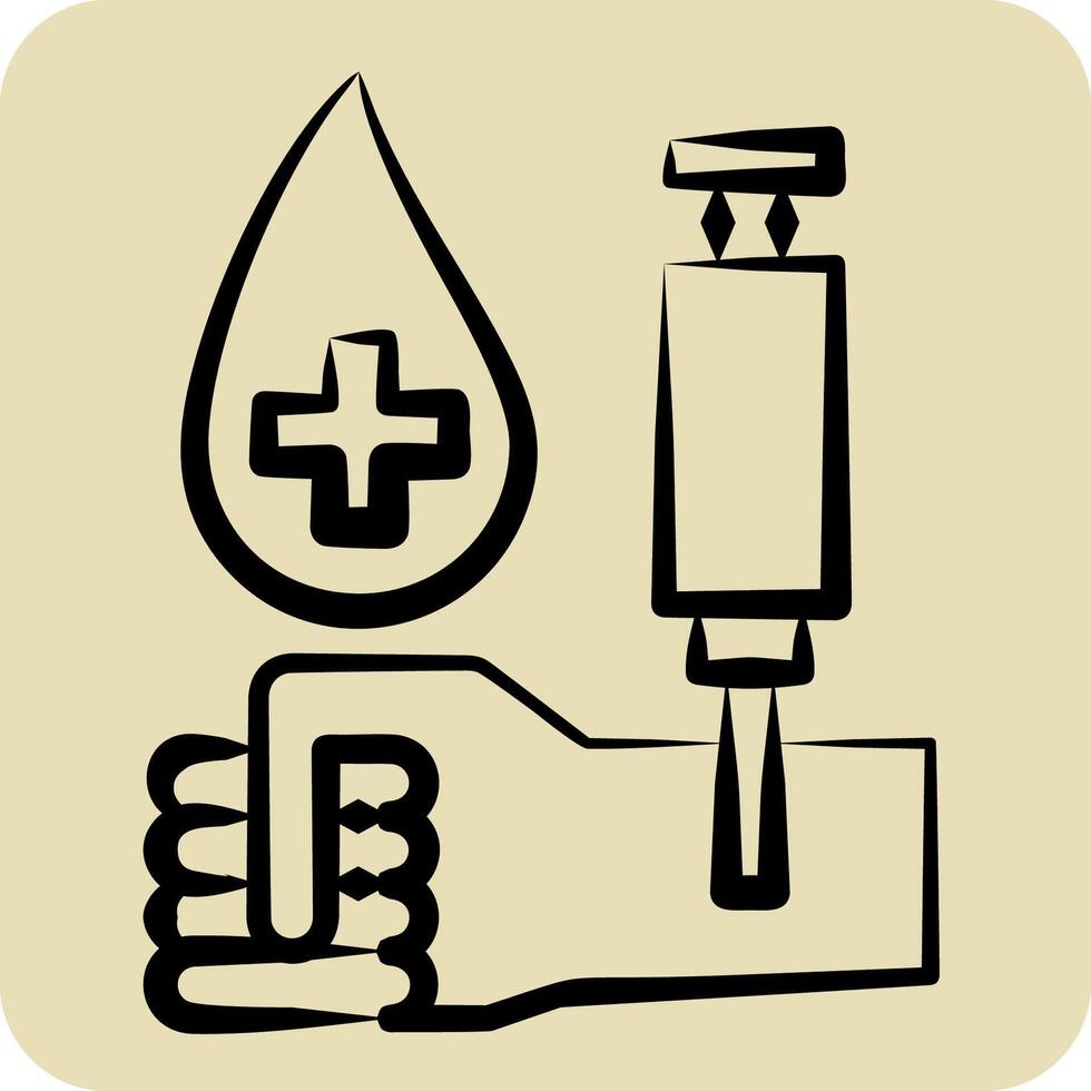 Icon Drill Blood. related to Blood Donation symbol. hand drawn style. simple design editable. simple illustration vector