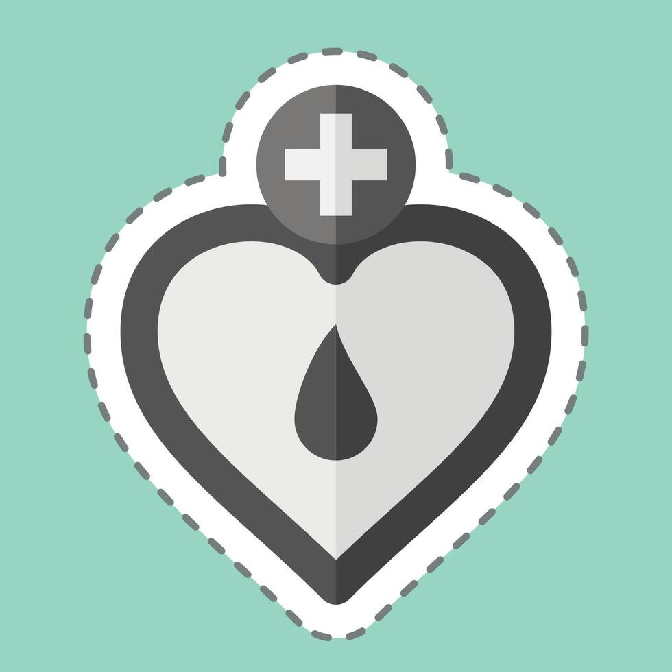 Sticker line cut Memorial. related to Blood Donation symbol. simple design editable. simple illustration vector