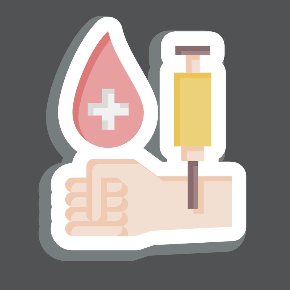 Sticker Drill Blood. related to Blood Donation symbol. simple design editable. simple illustration vector