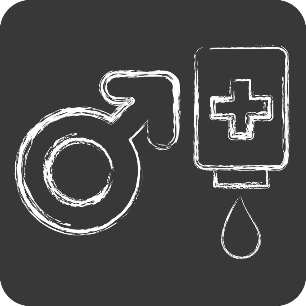 Icon Male Donor. related to Blood Donation symbol. chalk Style. simple design editable. simple illustration vector