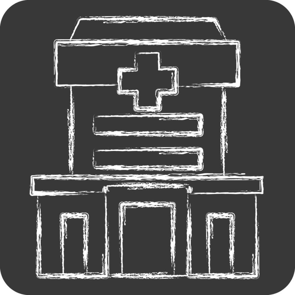 Icon Hospital. related to Blood Donation symbol. chalk Style. simple design editable. simple illustration vector