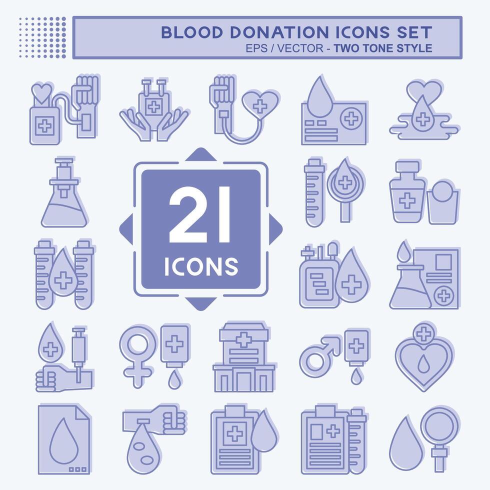 Icon Set Blood Donation. related to Humanity symbol. two tone style. simple design editable. simple illustration vector