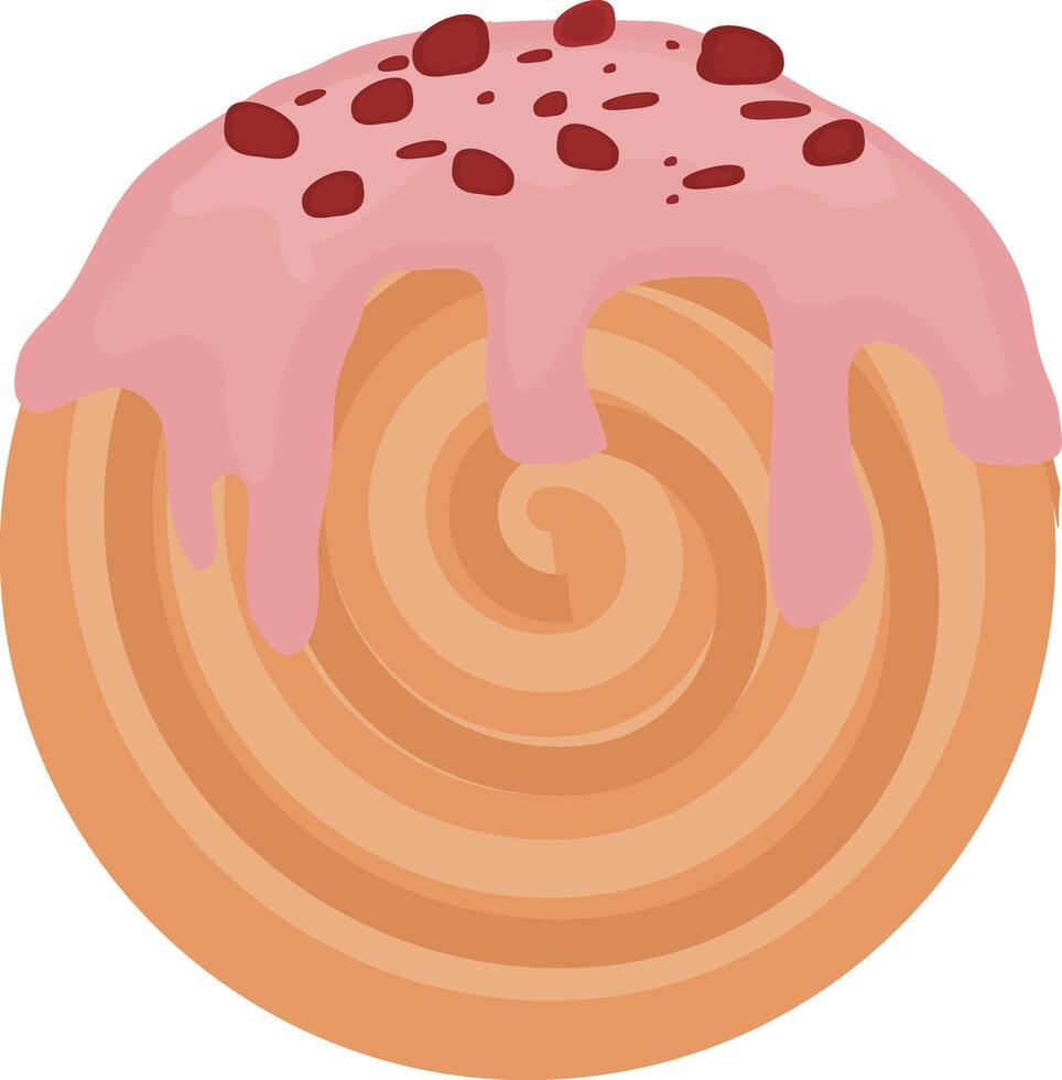 a Cromboloni with pink icing and sprinkles on it vector