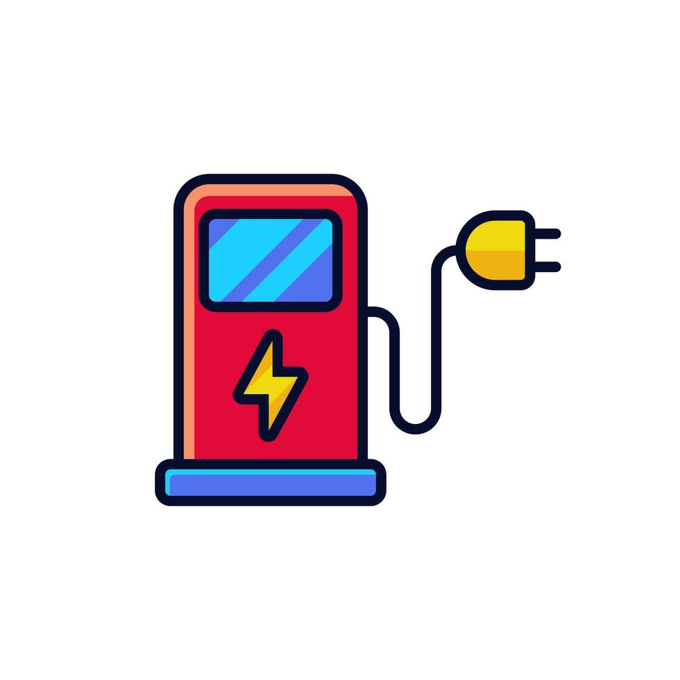 Single charging station icon with colorful design on white background vector