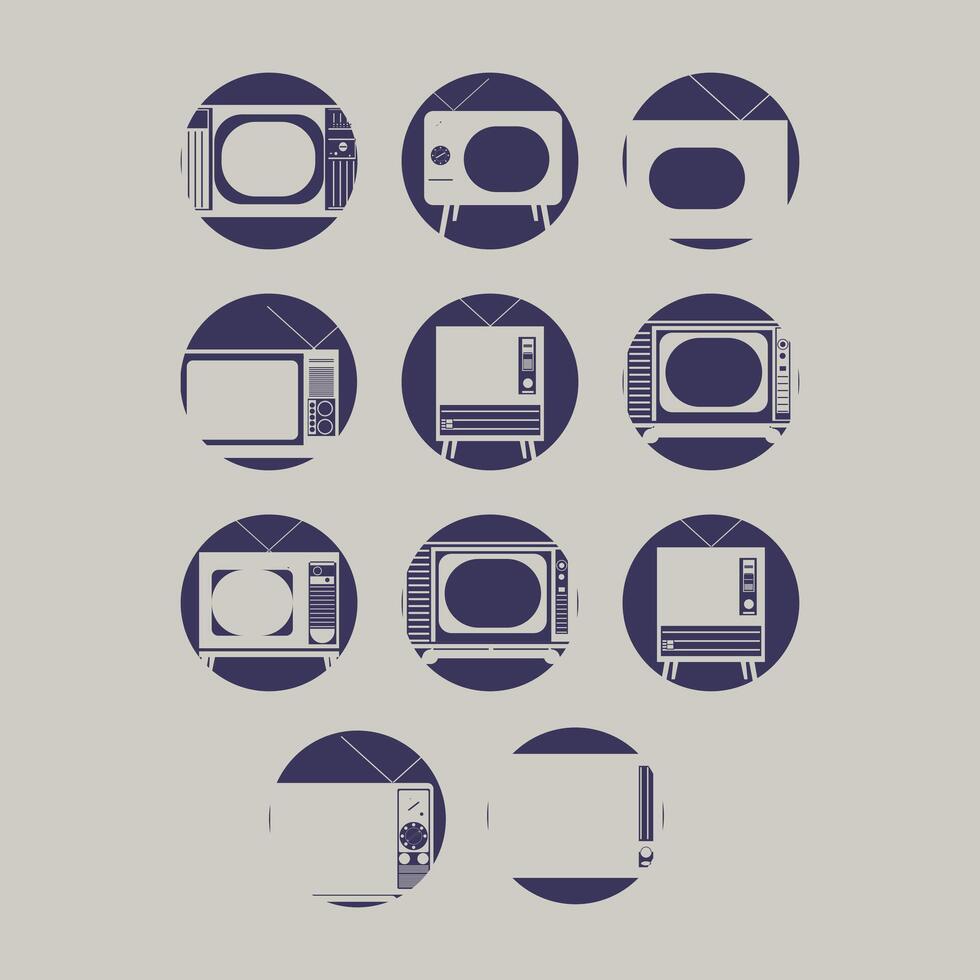 Retro television icons set. Vector illustration for your graphic design.