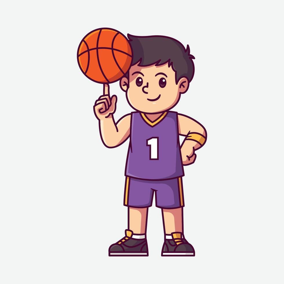 Cute basketball player cartoon character vector