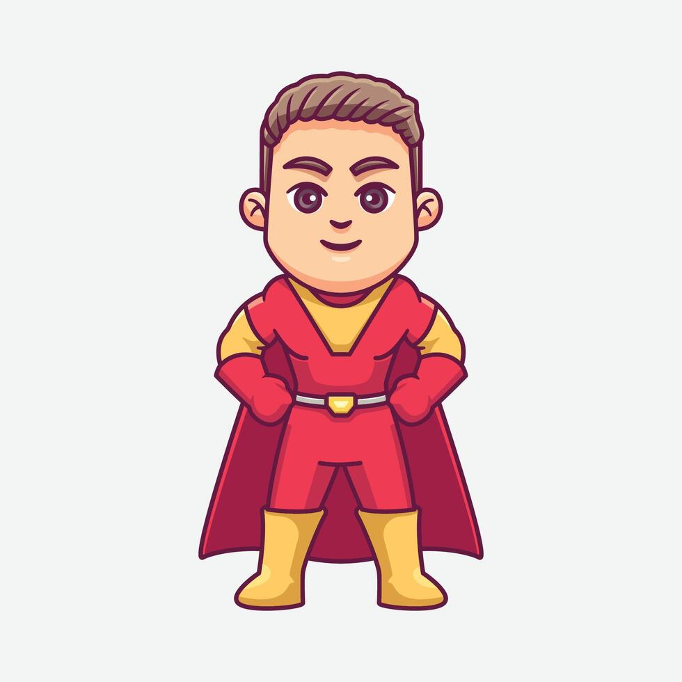 Cute superhero cartoon character illustration vector