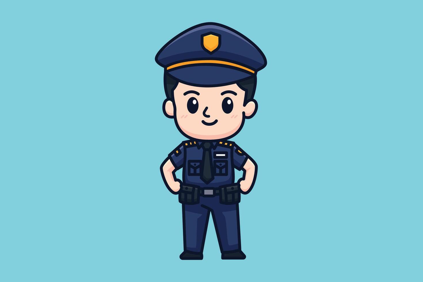 Cute Police Cartoon Character Illustration vector