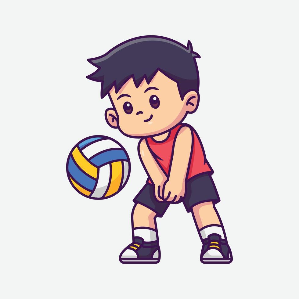 Cute volleyball player cartoon character vector