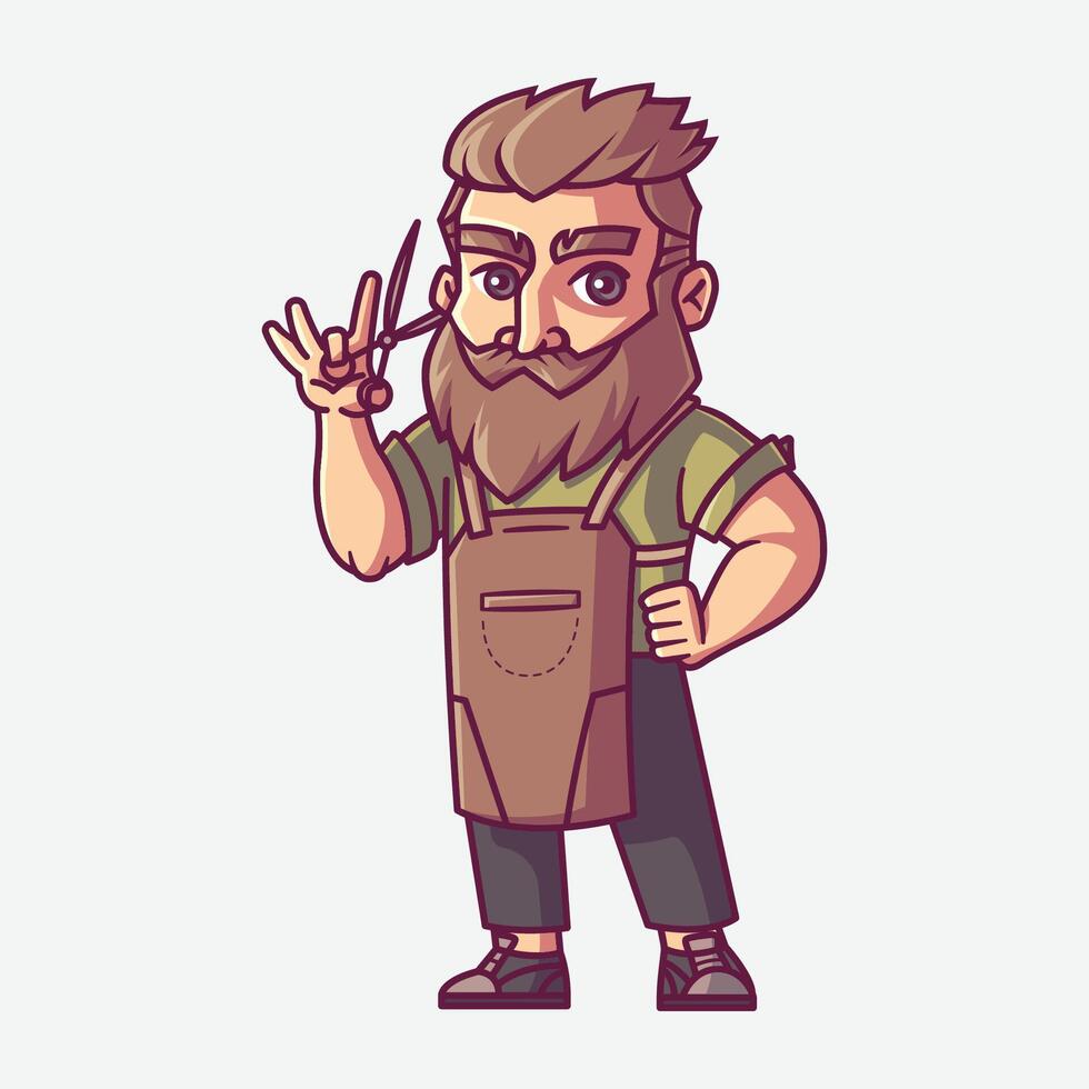 Barber cartoon character vector illustration