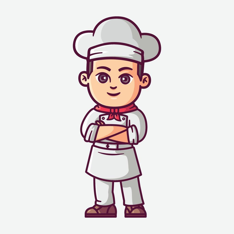 Cute chef cartoon character illustration vector