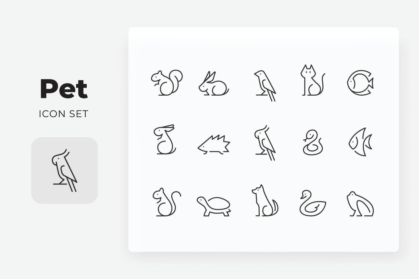 Lineal simple pet icon design set vector