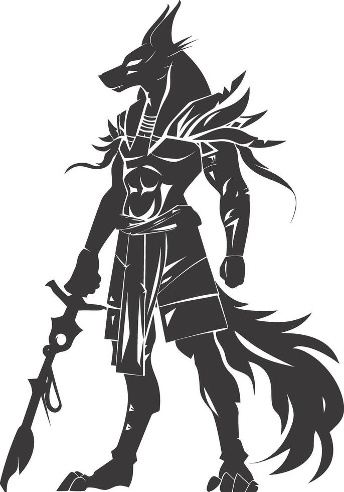 Silhouette anubis the egypt Mythical Creature black color only vector