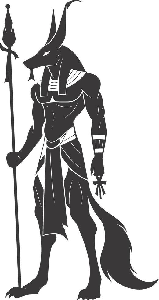 silueta anubis el Egipto mítico criatura negro color solamente vector