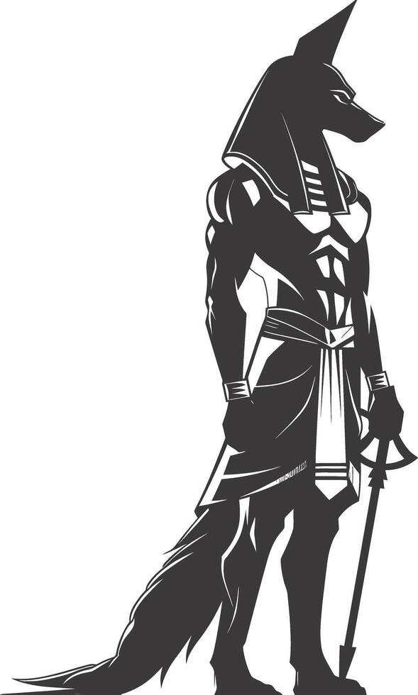 Silhouette anubis the egypt Mythical Creature black color only vector