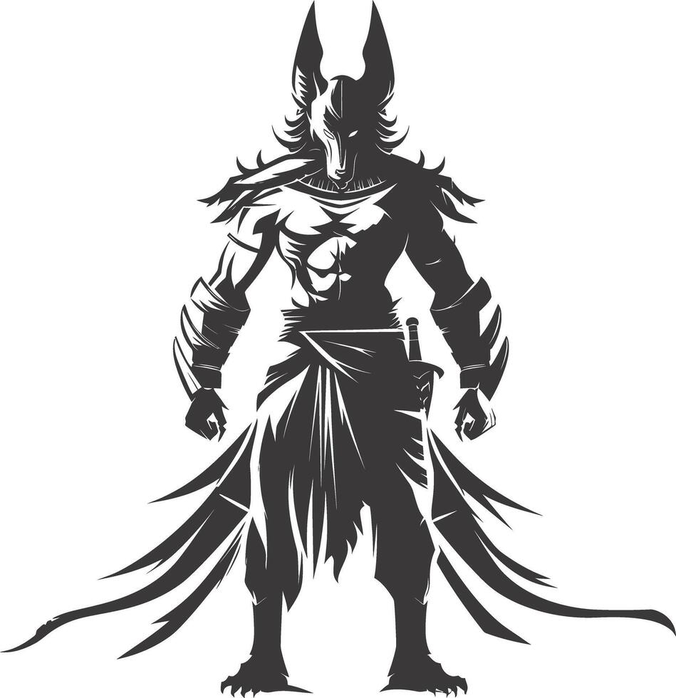 Silhouette anubis the egypt Mythical Creature black color only vector