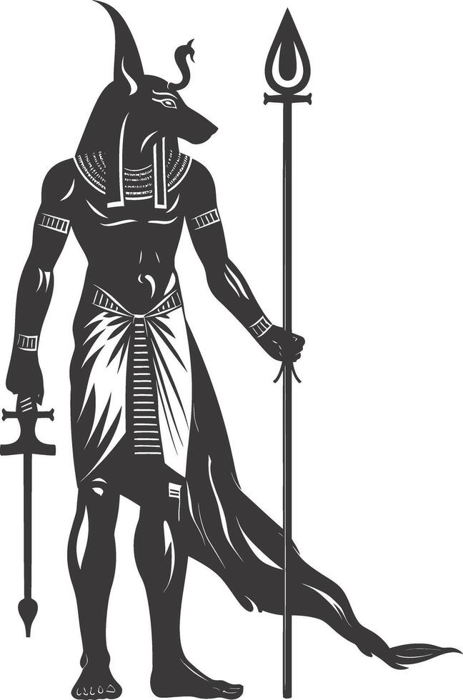 silueta anubis el Egipto mítico criatura negro color solamente vector