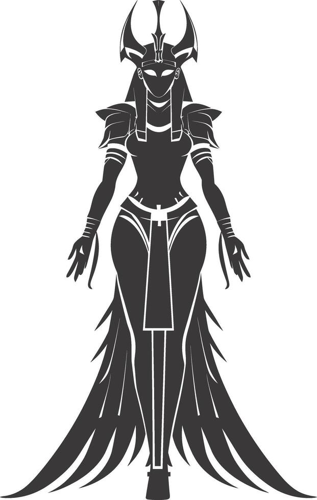 AI generated Silhouette Female Pharaoh the egypt Mythical Creature black color only vector