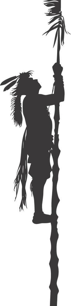 AI generated Silhouette Indian tribal pole black color only vector