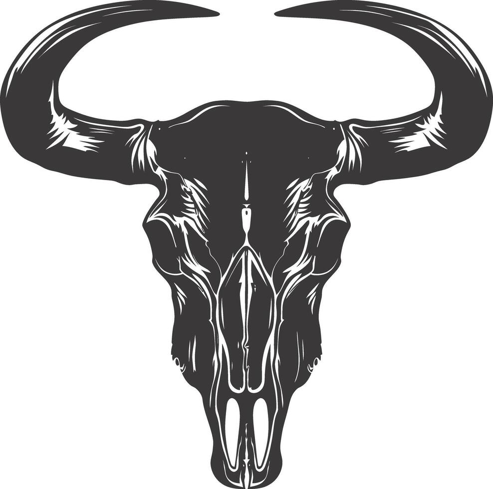 AI generated Silhouette bull head skull black color only vector