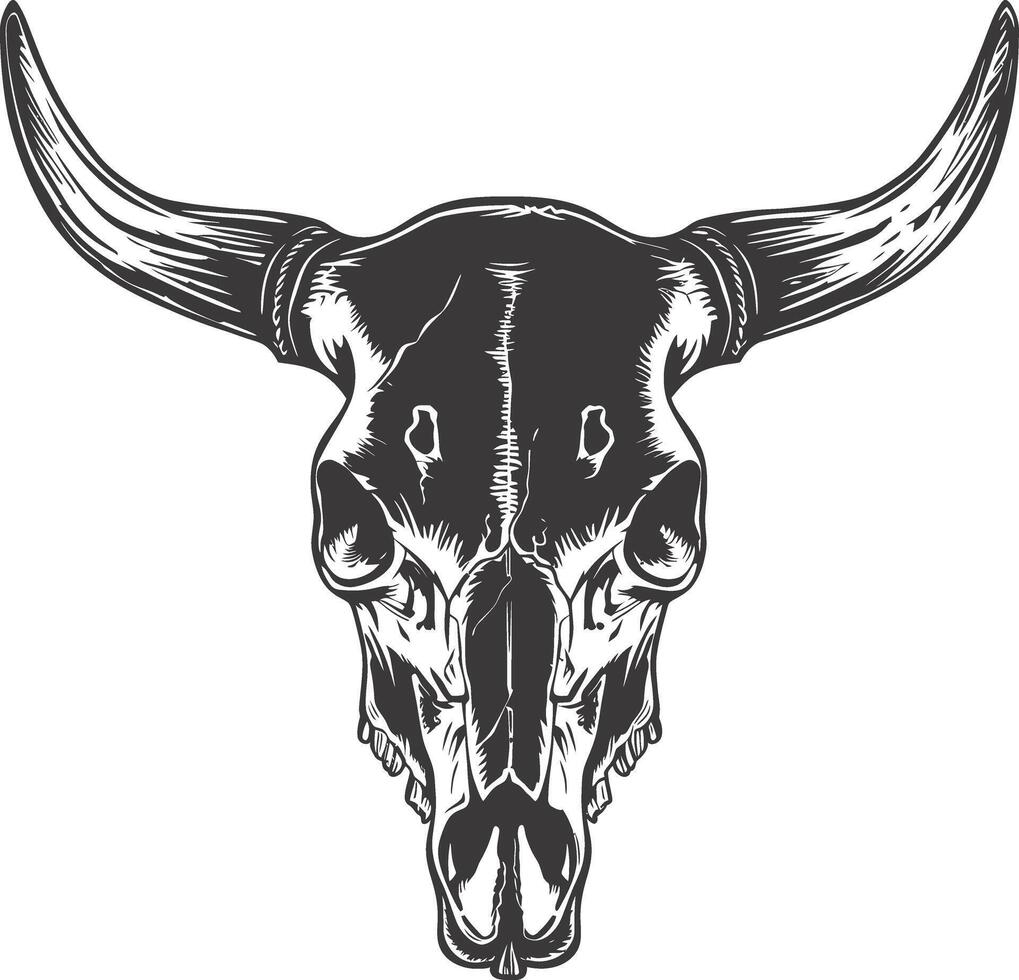 AI generated Silhouette bull head skull black color only vector