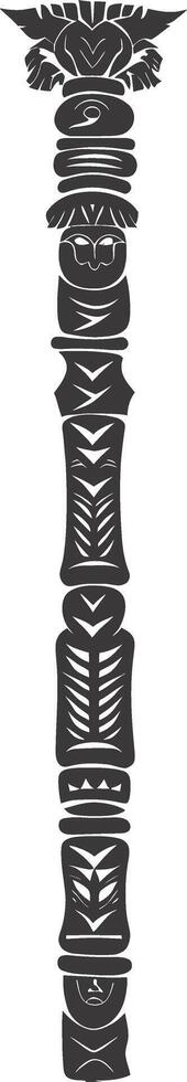 AI generated Silhouette Indian tribal wooden pole black color only vector