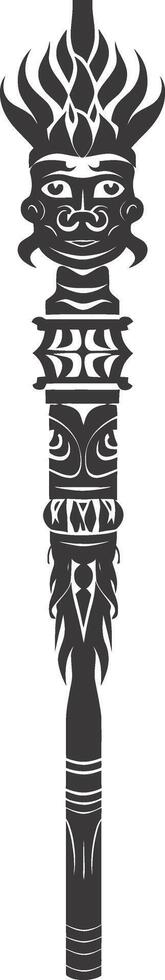 AI generated Silhouette Indian tribal wooden pole black color only vector