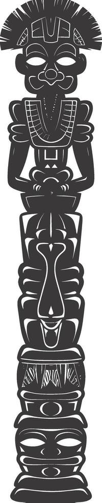 ai generado silueta indio tribal de madera polo negro color solamente vector