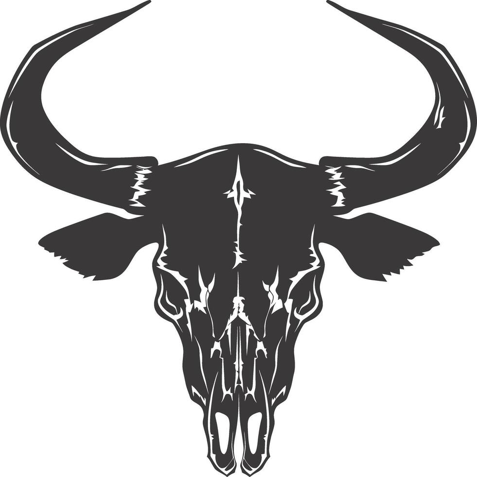 AI generated Silhouette bull head skull black color only vector