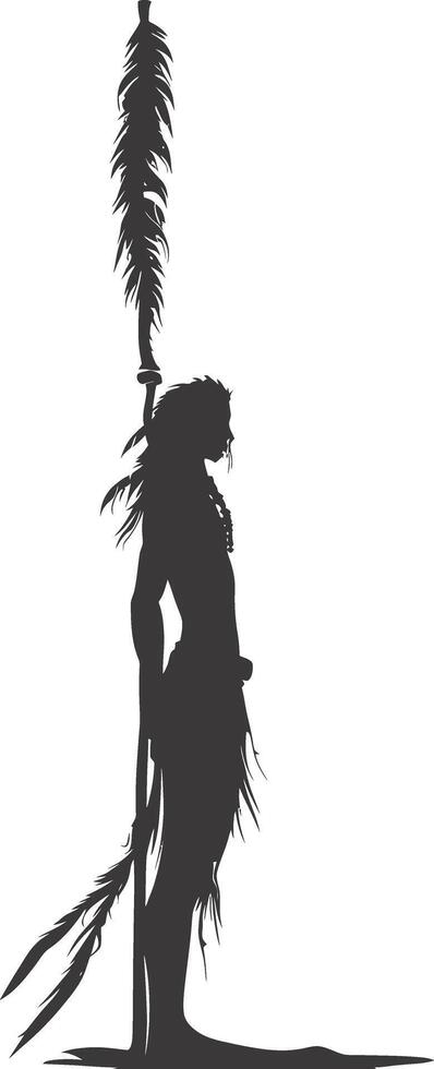 AI generated Silhouette Indian tribal pole black color only vector