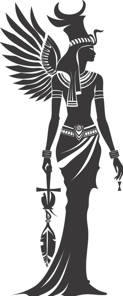 AI generated Silhouette Female Pharaoh the egypt Mythical Creature black color only vector