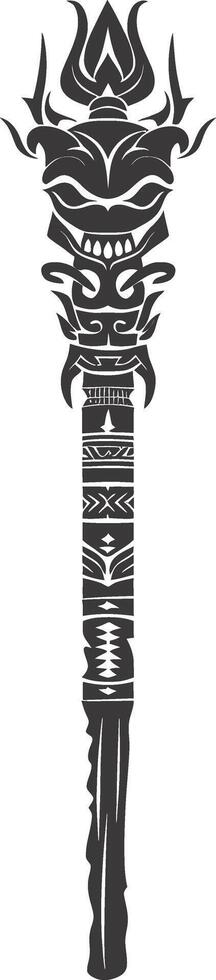 AI generated Silhouette Indian tribal wooden pole black color only vector