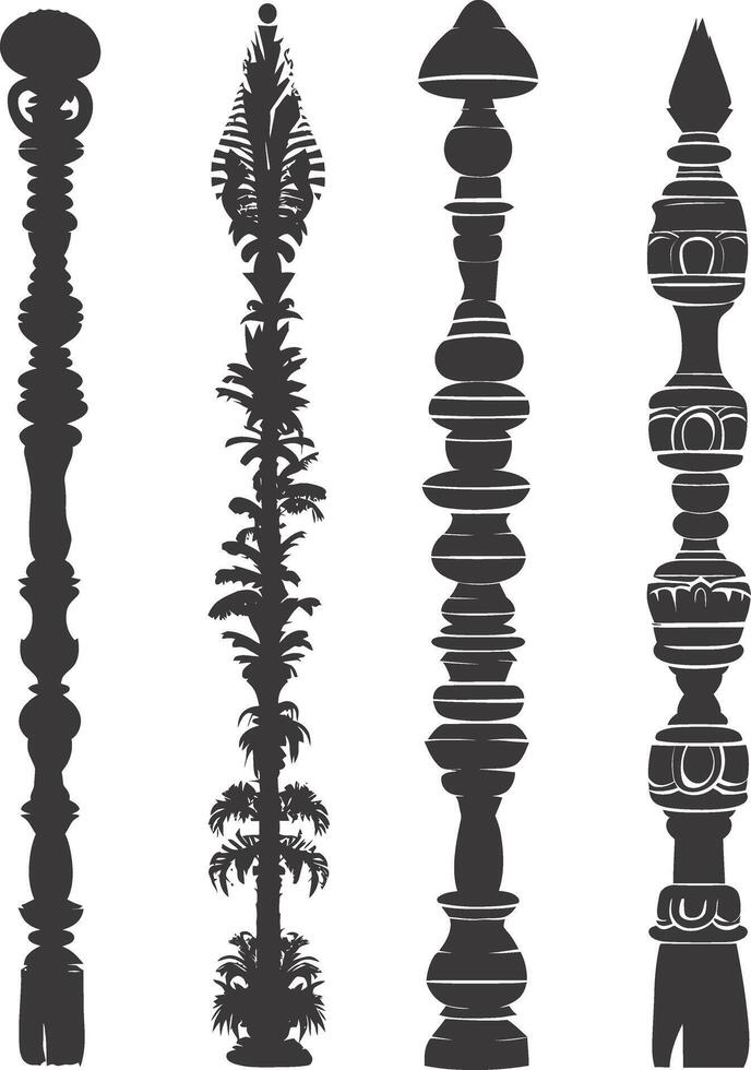 AI generated Silhouette Indian tribal wooden pole black color only vector