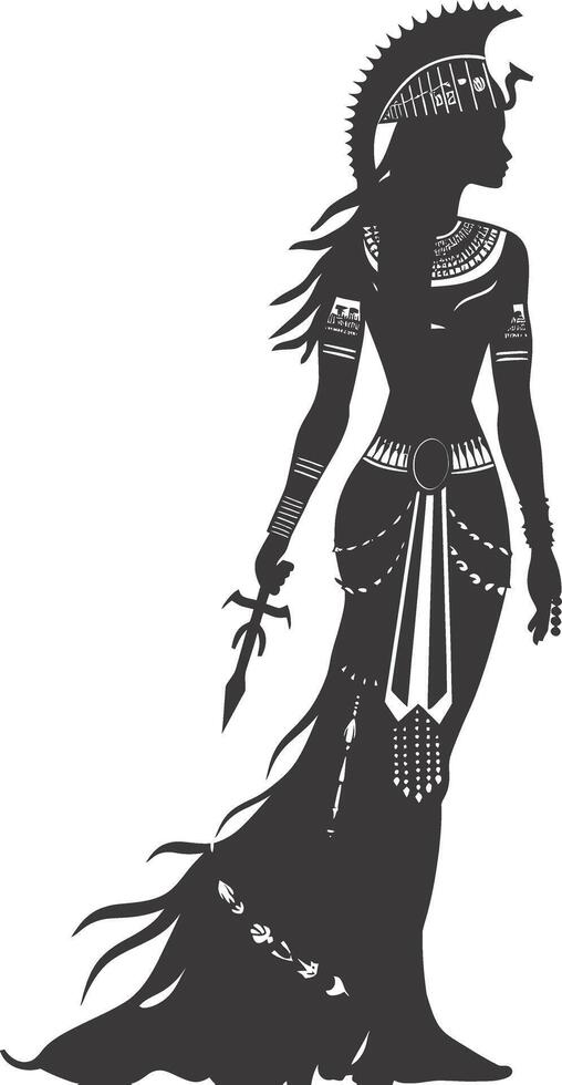 AI generated Silhouette Female Pharaoh the egypt Mythical Creature black color only vector