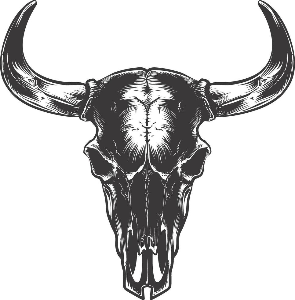 AI generated Silhouette bull head skull black color only vector