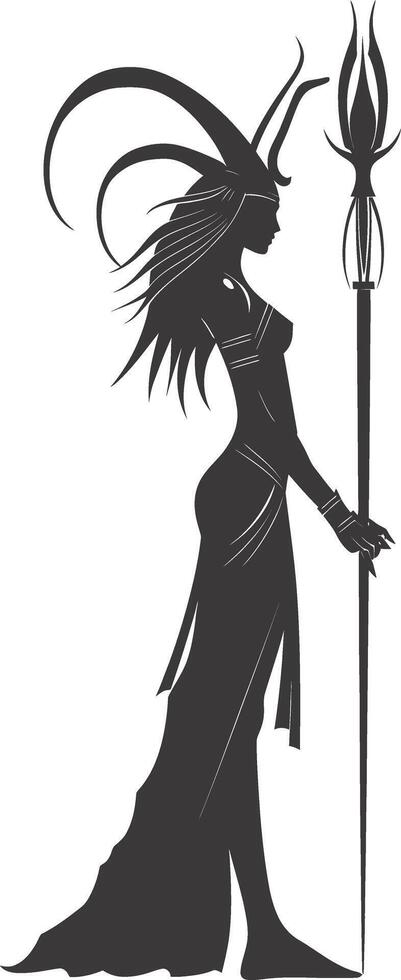 AI generated Silhouette Female Pharaoh the egypt Mythical Creature black color only vector