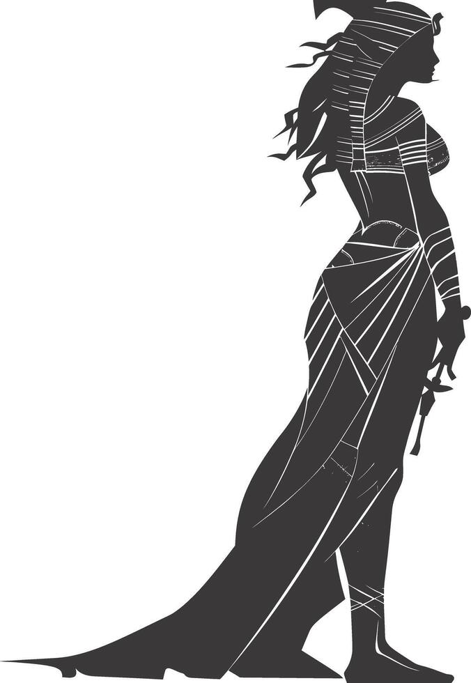 AI generated Silhouette Female Pharaoh the egypt Mythical Creature black color only vector