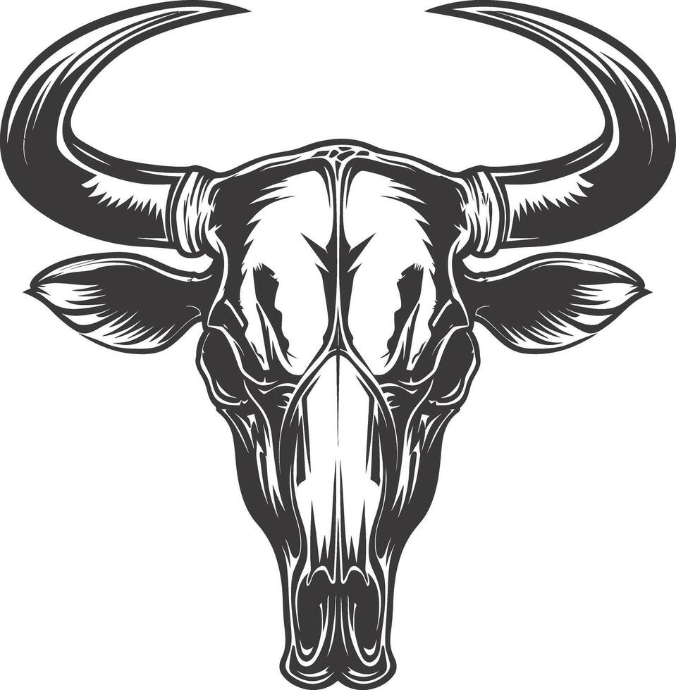 AI generated Silhouette bull head skull black color only vector