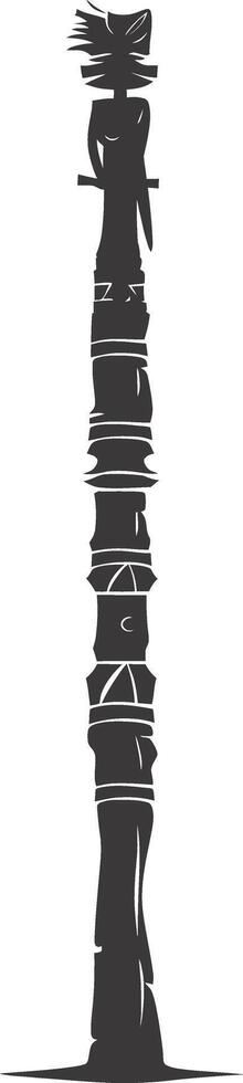 AI generated Silhouette Indian tribal wooden pole black color only vector