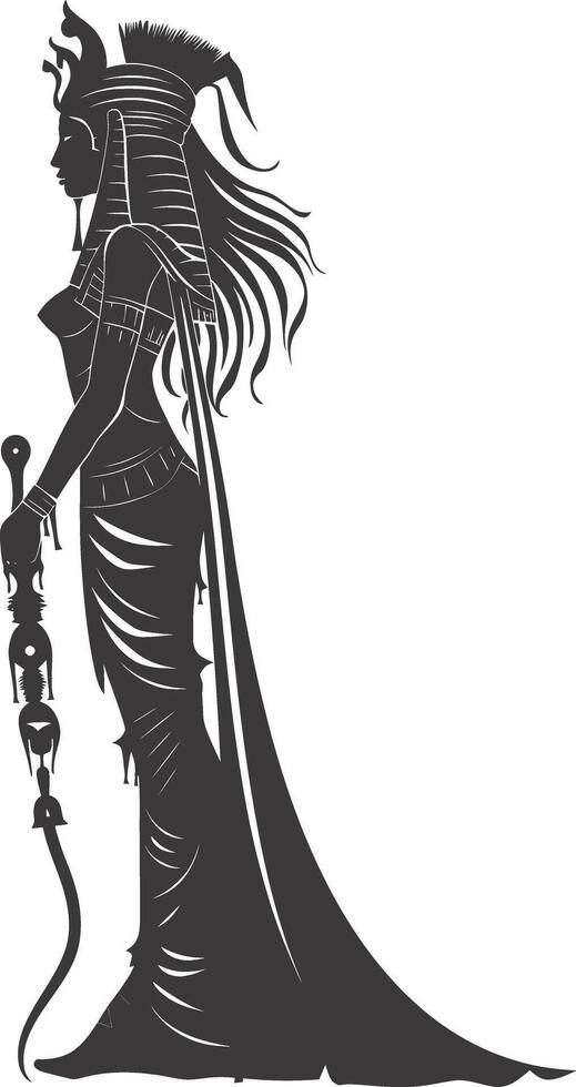 AI generated Silhouette Female Pharaoh the egypt Mythical Creature black color only vector