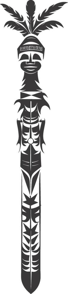 AI generated Silhouette Indian tribal wooden pole black color only vector