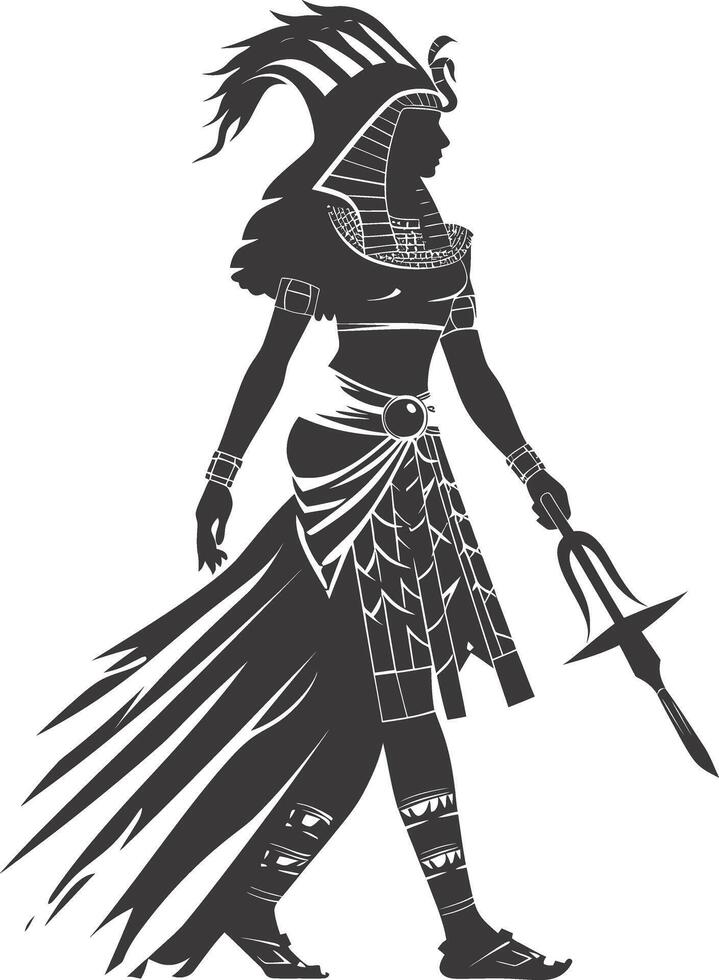 AI generated Silhouette Female Pharaoh the egypt Mythical Creature black color only vector