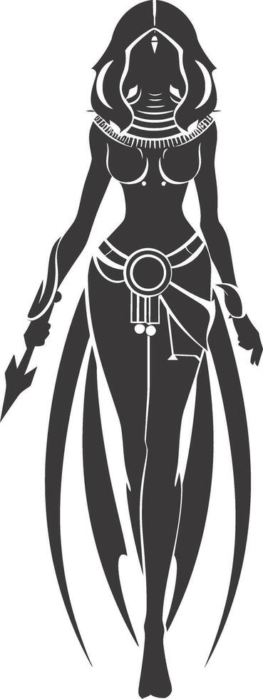 AI generated Silhouette Female Pharaoh the egypt Mythical Creature black color only vector