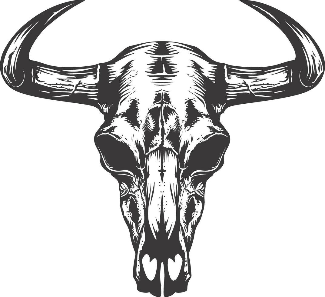 AI generated Silhouette bull head skull black color only vector