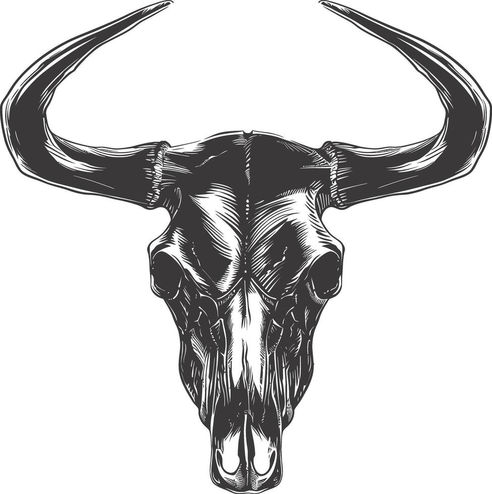 AI generated Silhouette bull head skull black color only vector