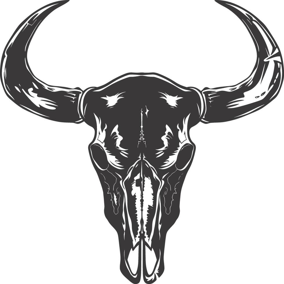 AI generated Silhouette bull head skull black color only vector