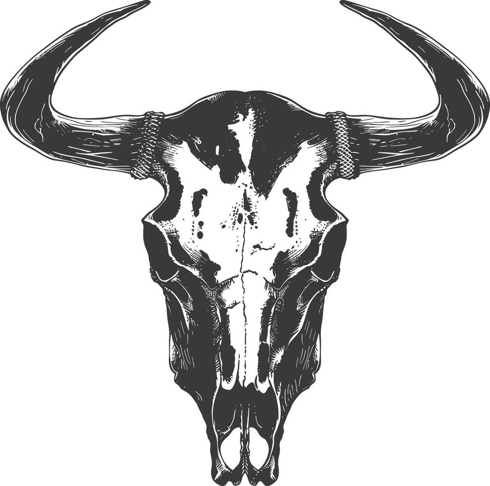 AI generated Silhouette bull head skull black color only vector