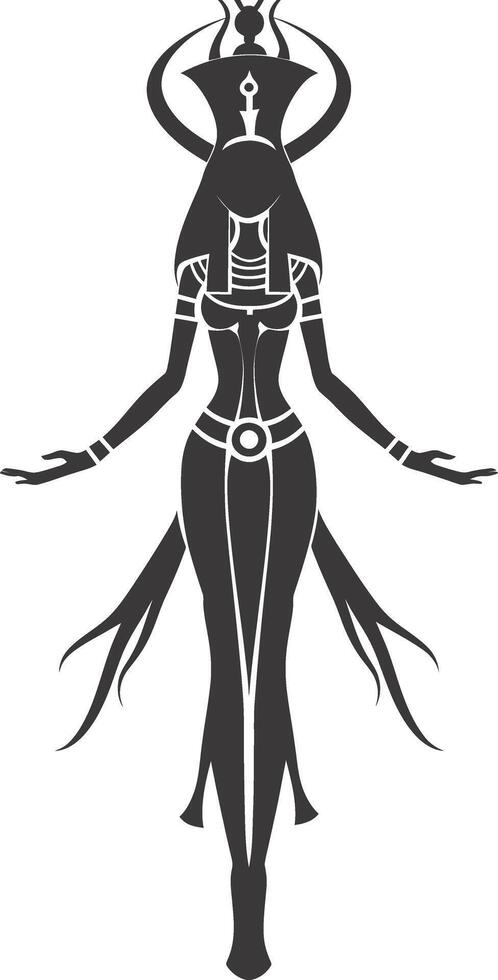 AI generated Silhouette Female Pharaoh the egypt Mythical Creature black color only vector