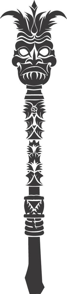 AI generated Silhouette Indian tribal wooden pole black color only vector